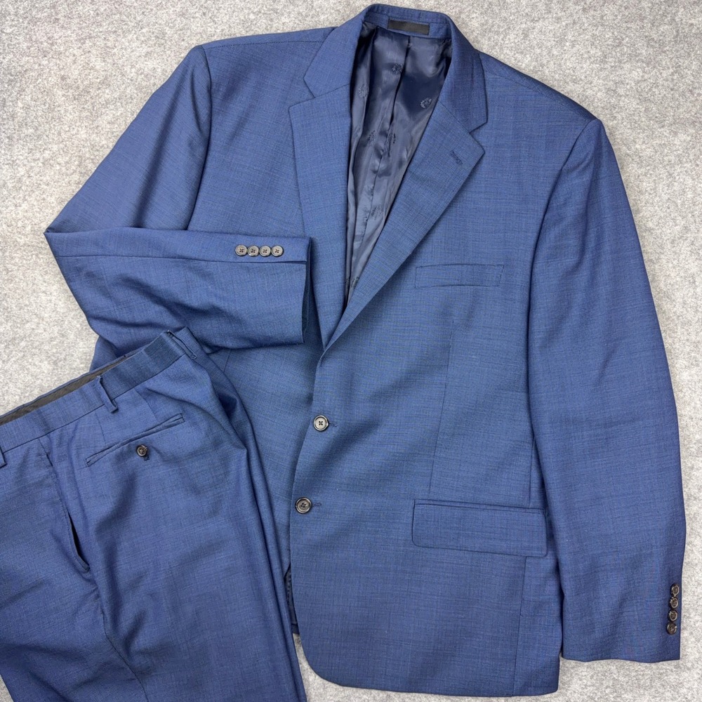 Ralph Lauren Suit Mens 50R 44x31 Blue 2 Button Wool Blend Corporate Business LRL